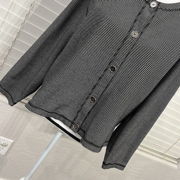 𝅺nwot, NORTON STUDIO, Black White, Button Down, Sweater, Size L, Polyester Blend - Picture 3 of 7